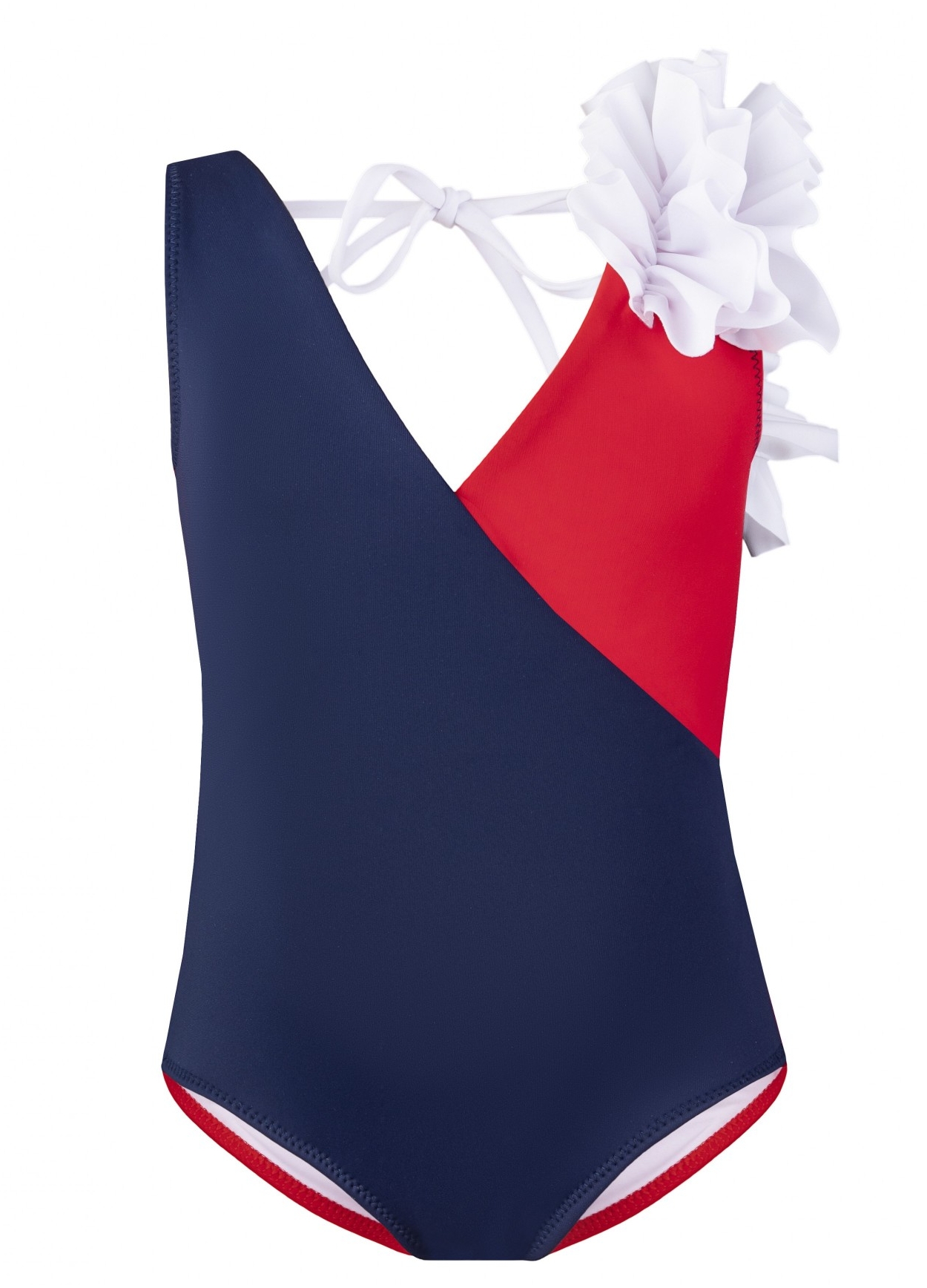 

Купальник для девочкиBabyLadySwim S4001 86 см Синий с красным с открытой спиной и повязкой