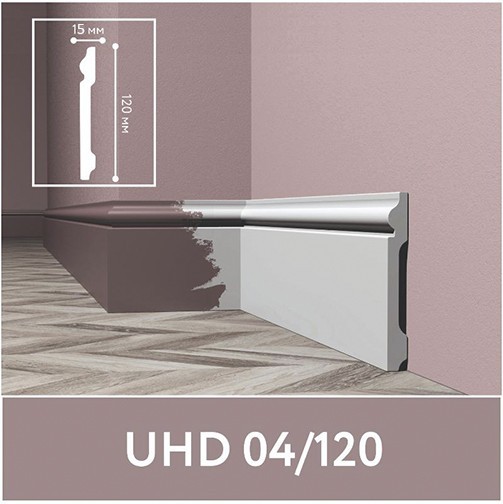 

Плинтус под покраску дюрополимерный Solid UHD 04-120 15*120*2400 мм