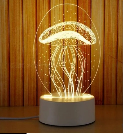 

3D светильник EL 264 с пультом и аккумулятором 3D Lamp "Медуза"