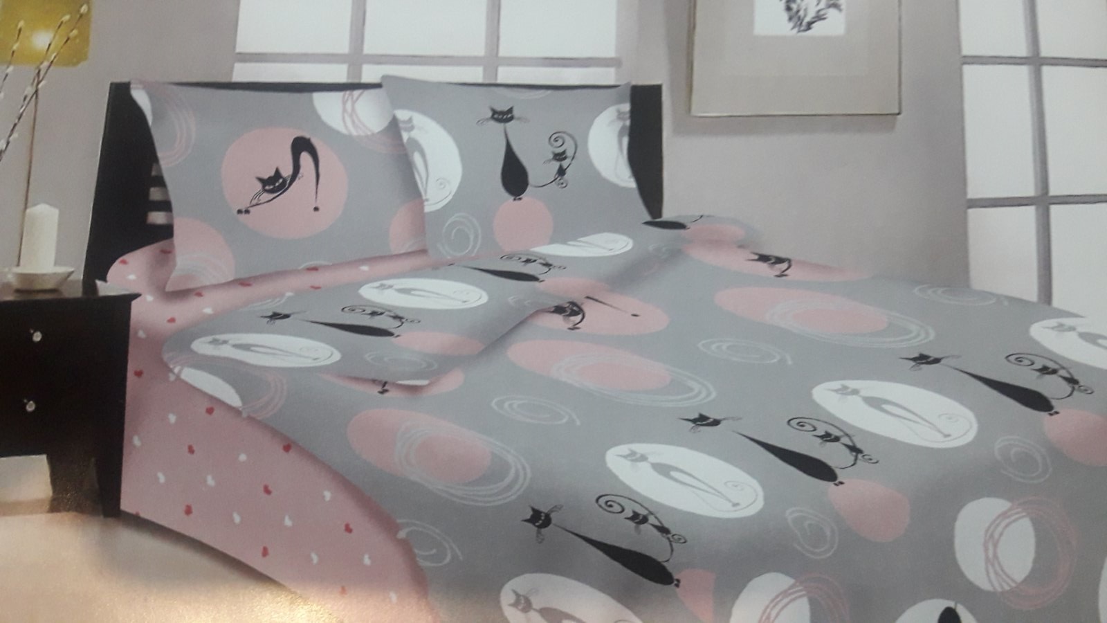 

Комплект постельного белья ViTex GКОТ евростандарт(р) 70х70см серый с розовым