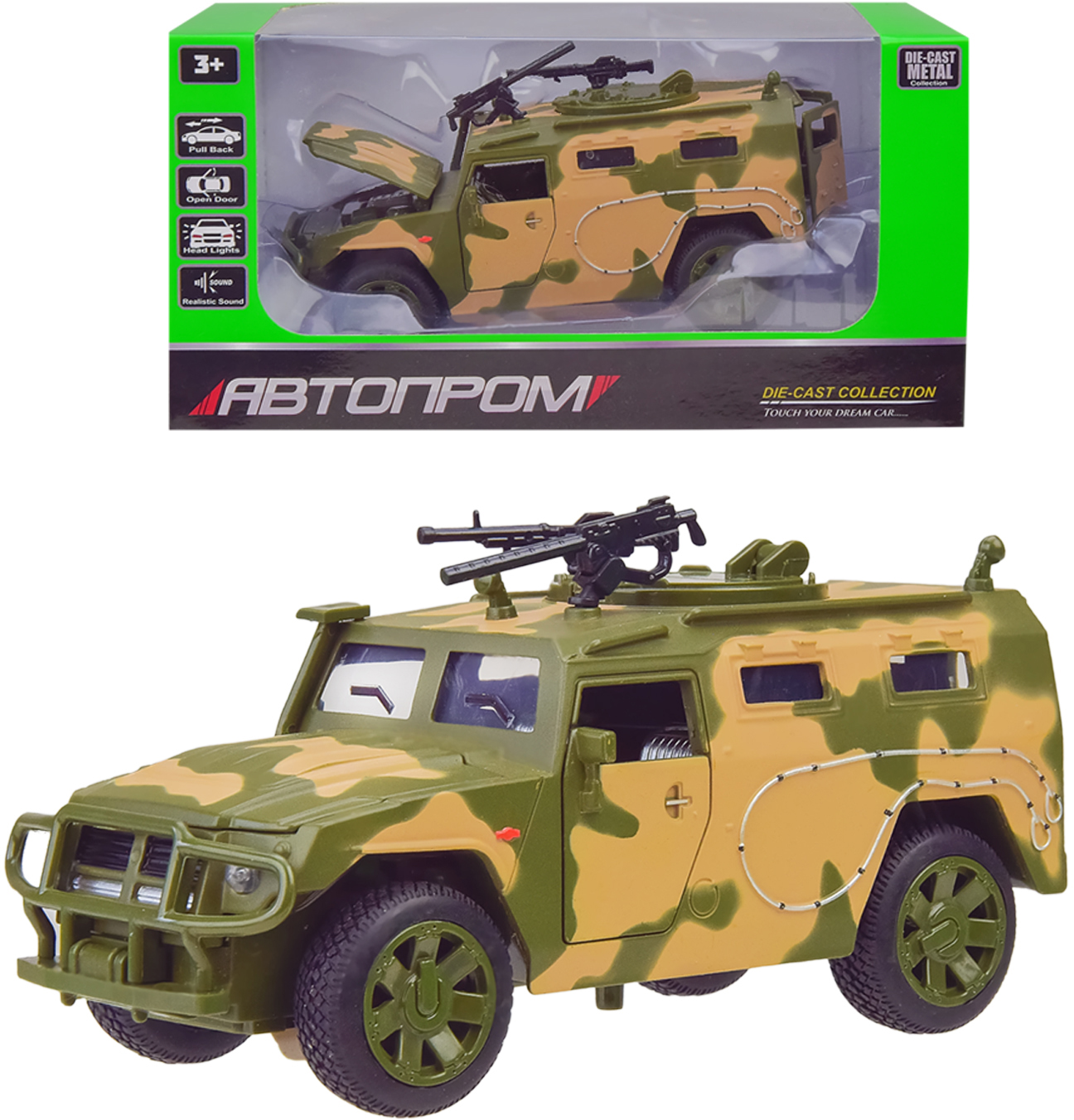 

Игрушка Автопром Военная машинка Бежево-зеленый (2201_зеленый)