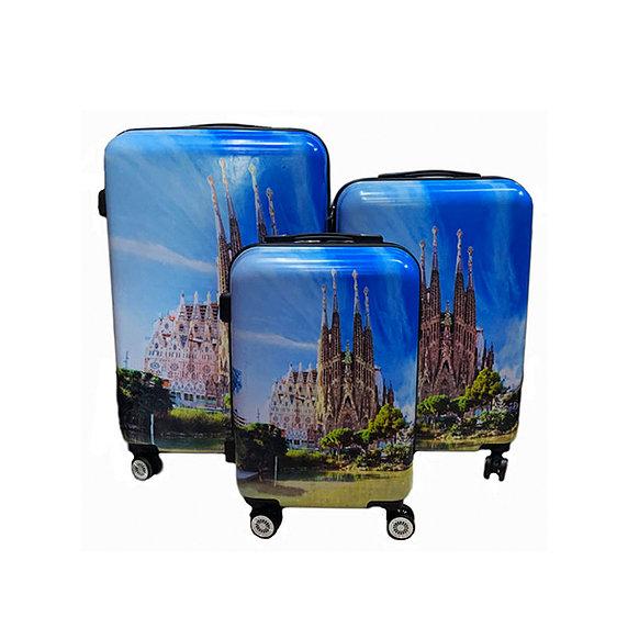 

Набор из трех чемоданов 8010-56 на 4-х колёсах, материал поликарбонат