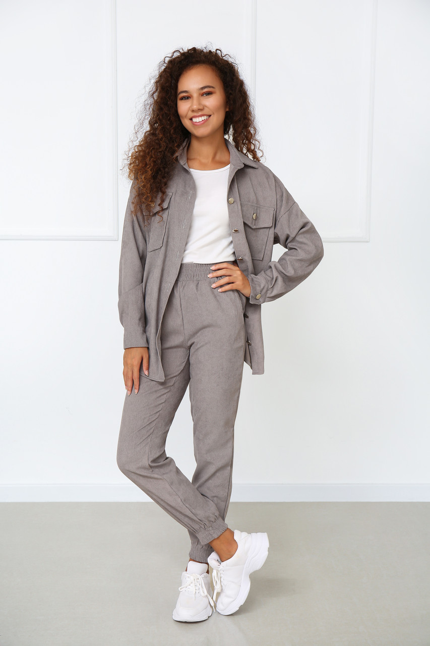 

Вельветовый костюм с рубашкой Fashion Girl "Sydney" 42-44 cерый