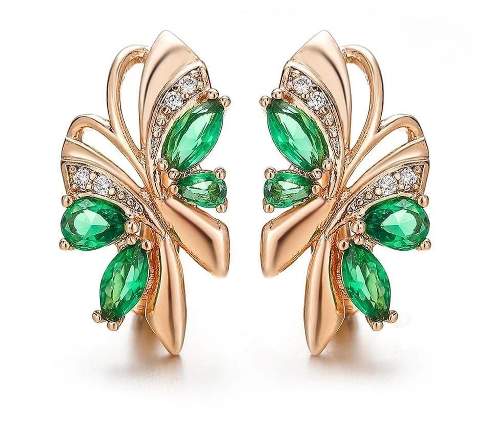 

Серьги женские с зеленым камнем классические 8454