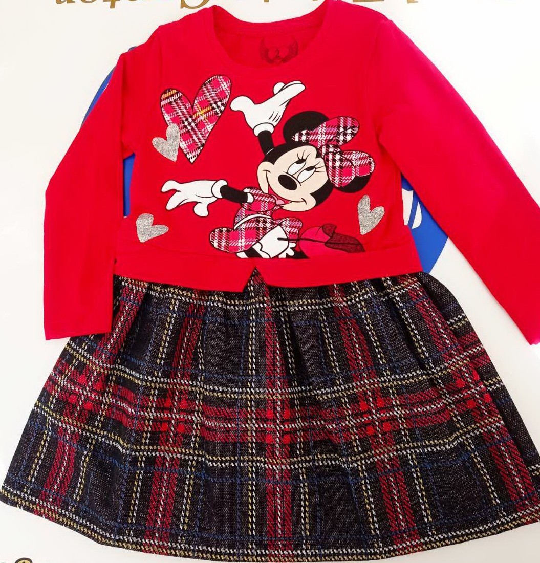 

Детское платье для девочки в детский сад Minnie Mouse baby Pink красное 92 р-р