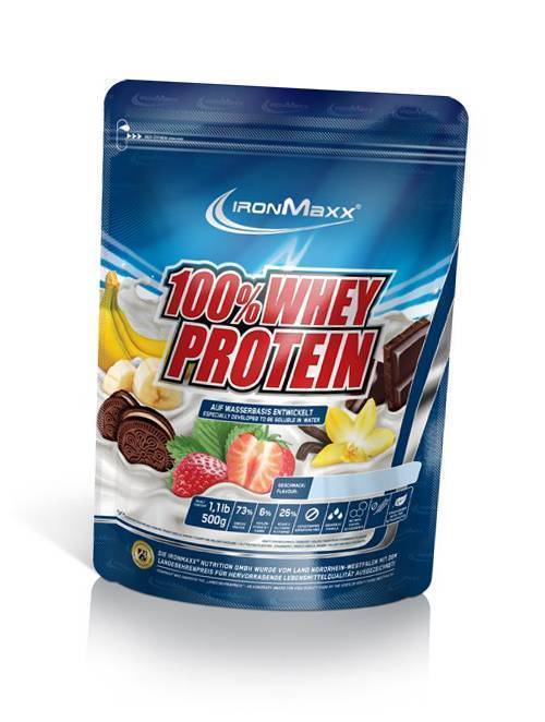 

Сывороточный протеин, 100% Whey Protein, IronMaxx 500г пакет Йогурт-банан (29083009)