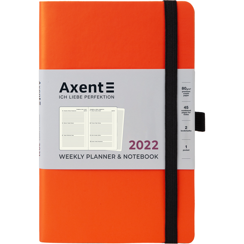 

Еженедельник датированный Axent Partner Soft Skin 2022 А5- 96 листов оранжевый (8506-22-12-A)