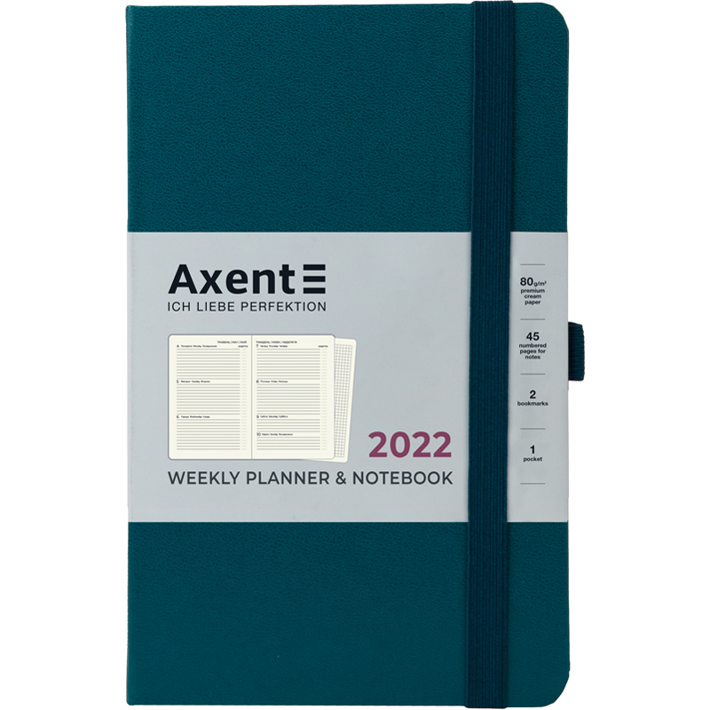 

Еженедельник датированный Axent Partner Strong 2022 А5- 96 листов малахитовый (8505-22-31-A)