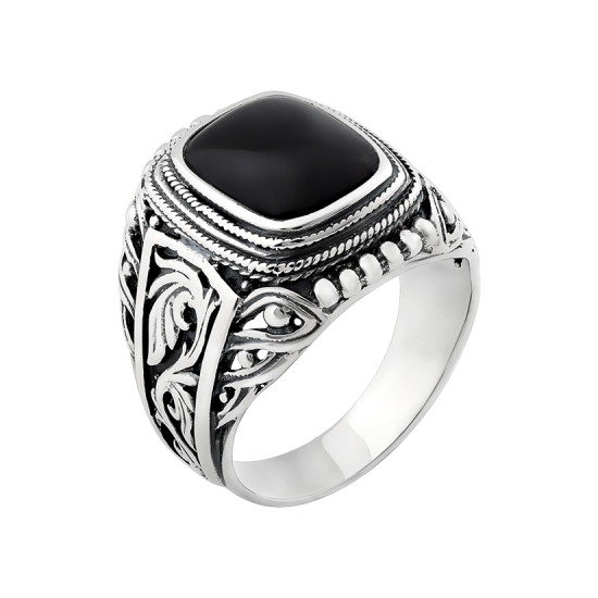 

Печатка серебряная с ониксом 455ч, 19 размер
