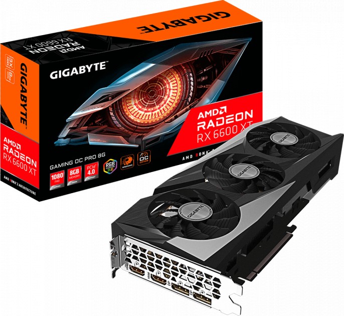 

Видеокарта Gigabyte PCI-Ex Radeon RX 6600 XT Gaming OC PRO 8G 8GB GDDR6 (128bit) (16000) (2 x HDMI, 2 x DisplayPort) (GV-R66XTGAMINGOC PRO-8GD)