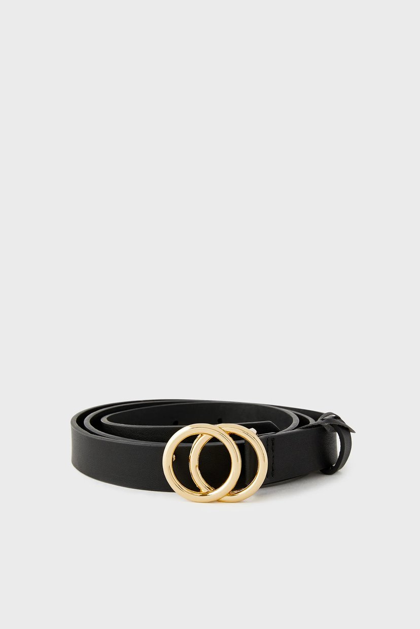 

Женский черный ремень DOUBLE HOOP SKINNY B Accessorize M 189122