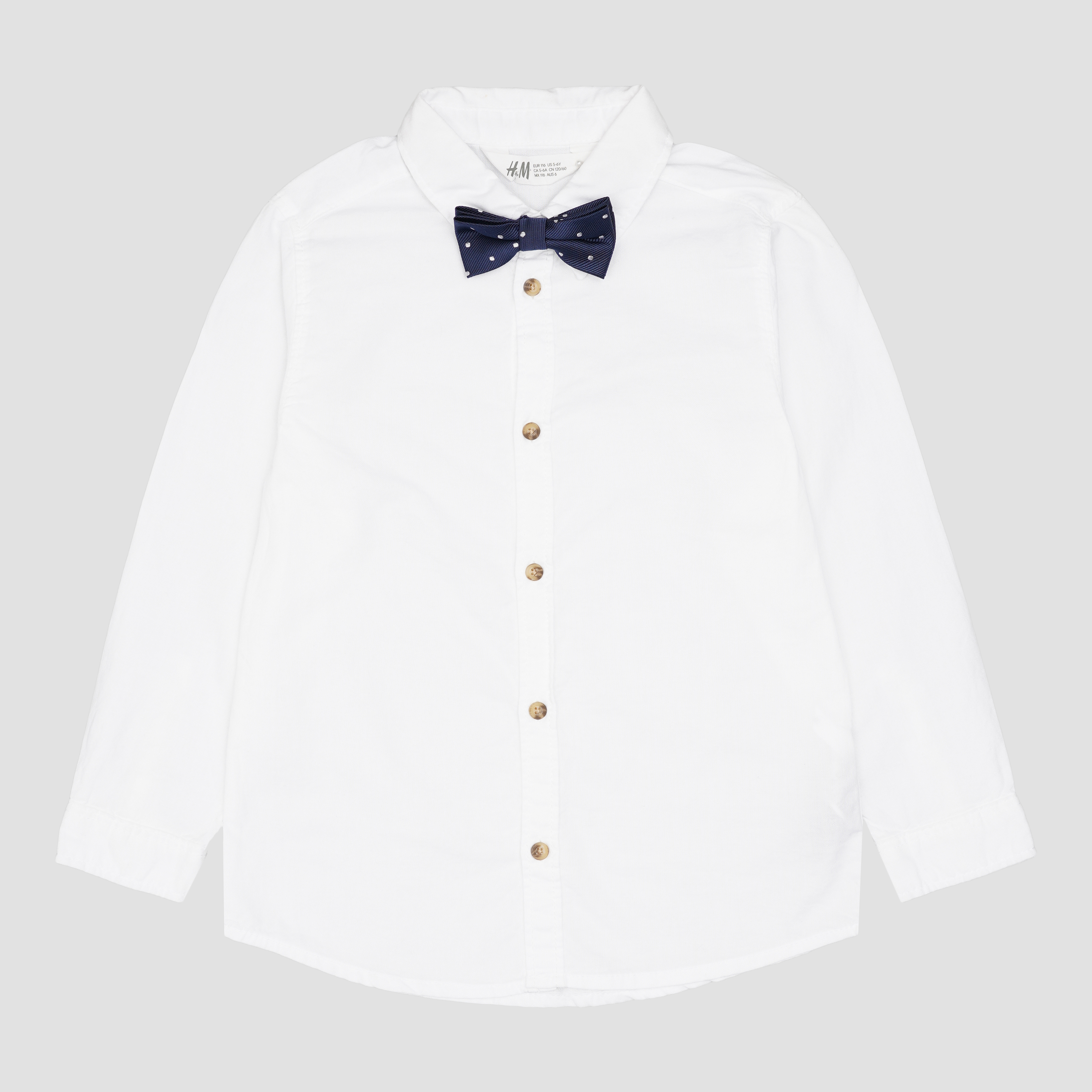 

Рубашка с бабочкой H&M 116см белый 14077557121