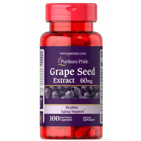 

Экстракт виноградных косточек Puritan's Pride Grape Seed Extract 60 mg with Resveratrol 30 mcg 100 капсул