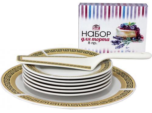 

Набор для торта "Греция", блюдо Ø27см, 6 тарелок Ø18см и лопатка 27см (керамика)