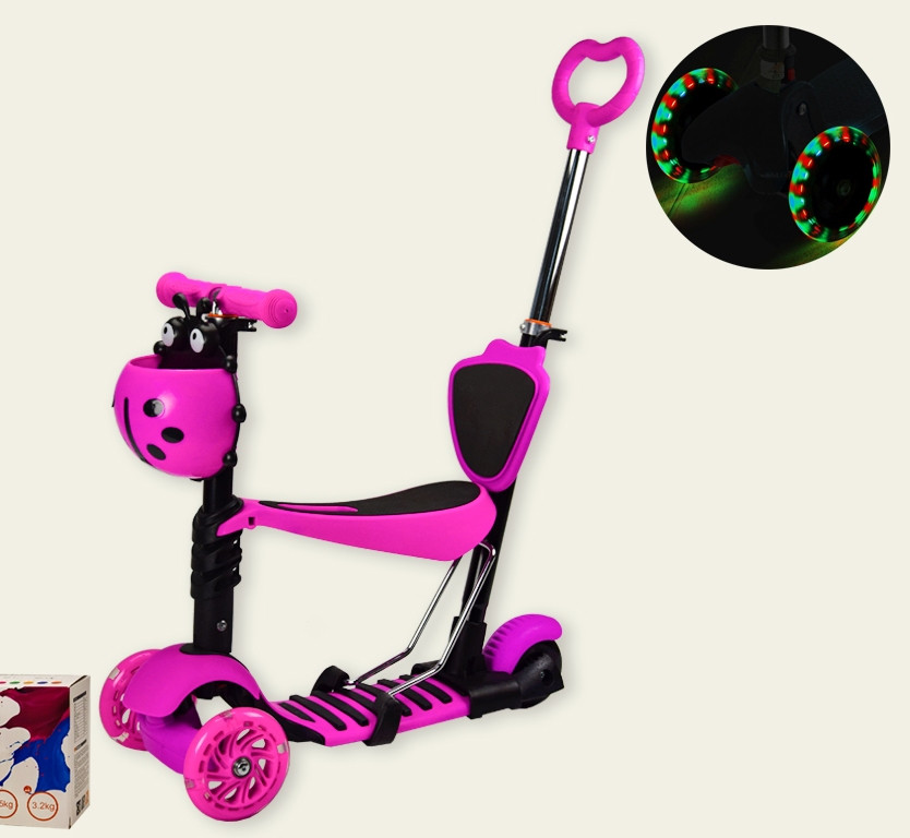 

Самокат 5 в 1 трехколесный Best Scooter А 24678 - 3050 Божья коровка Салатовый