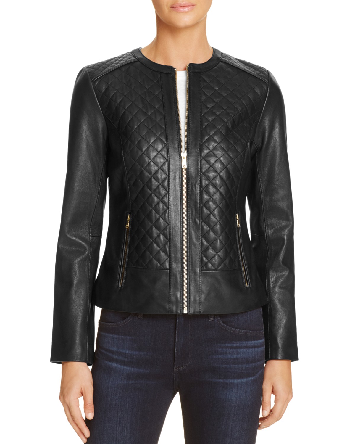 

Куртка женская Cole Haan Quilted Leather Jacket размер L цвет Черный (CW-0001)