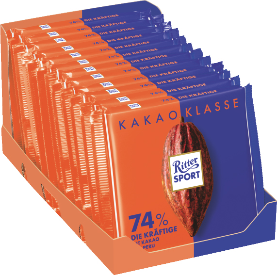 Упаковка насиченого темного шоколаду Ritter Sport Cocoa Selection 74% ...