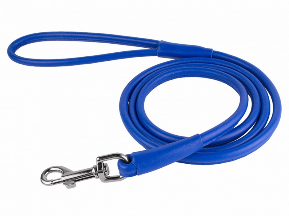 

Круглый кожаный поводок для собаки "Lockdog" синий длина 120 см ширина 15 мм