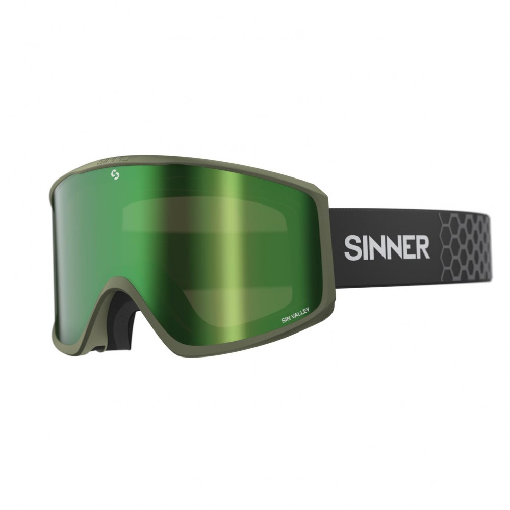 

Маска горнолыжная Sinner Sin Valley Matte Moss Green-Green Mir + Orange (SIGO-183-75-28) Зелёно-оранжевый стекло