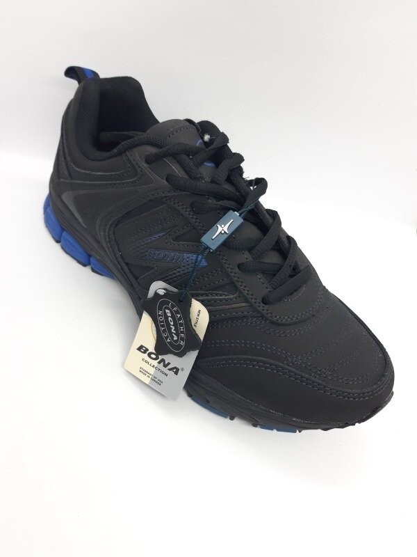 

Кожаные кроссовки Bona черные с синим Km-0020 41 р 26,5 см