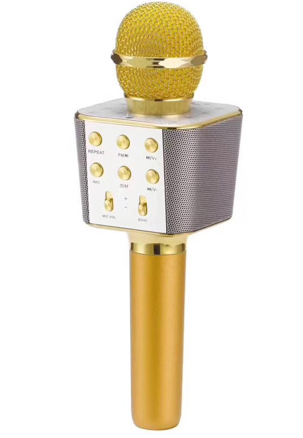 

Беспроводной караоке микрофон WSTER WS-1688 NBZ Bluetooth USB AUX FM Золотой