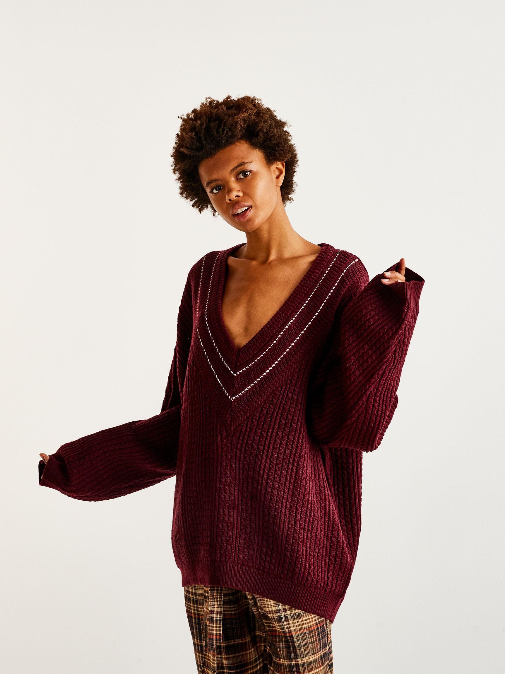 

Пуловер Pull & Bear XAZ176350KBUF  Бордовый с белым, Пуловер Pull & Bear XAZ176350KBUF S Бордовый с белым