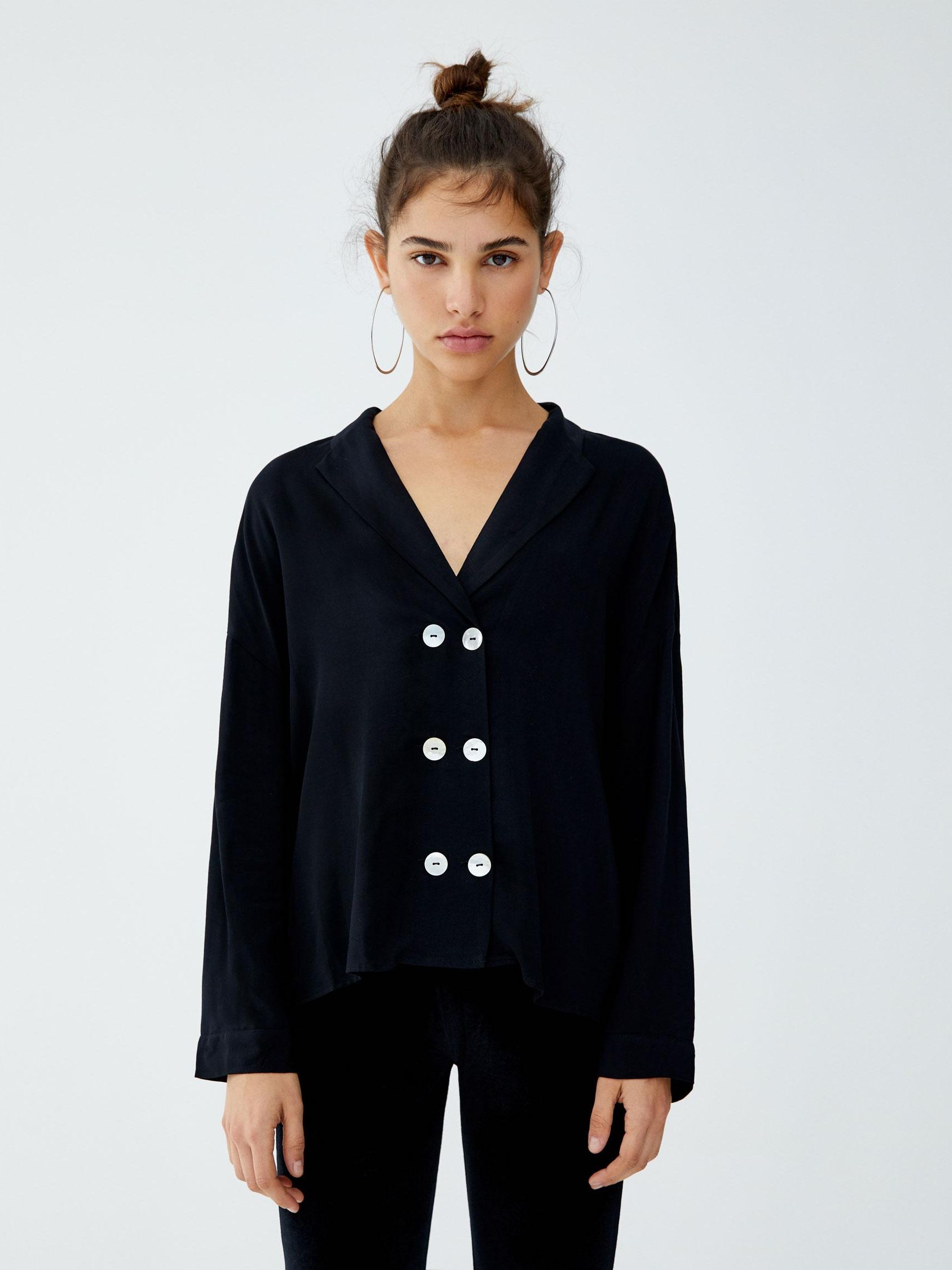 

Блузка Pull & Bear XAZ235552GAQP  Черная, Блузка Pull & Bear XAZ235552GAQP S Черная