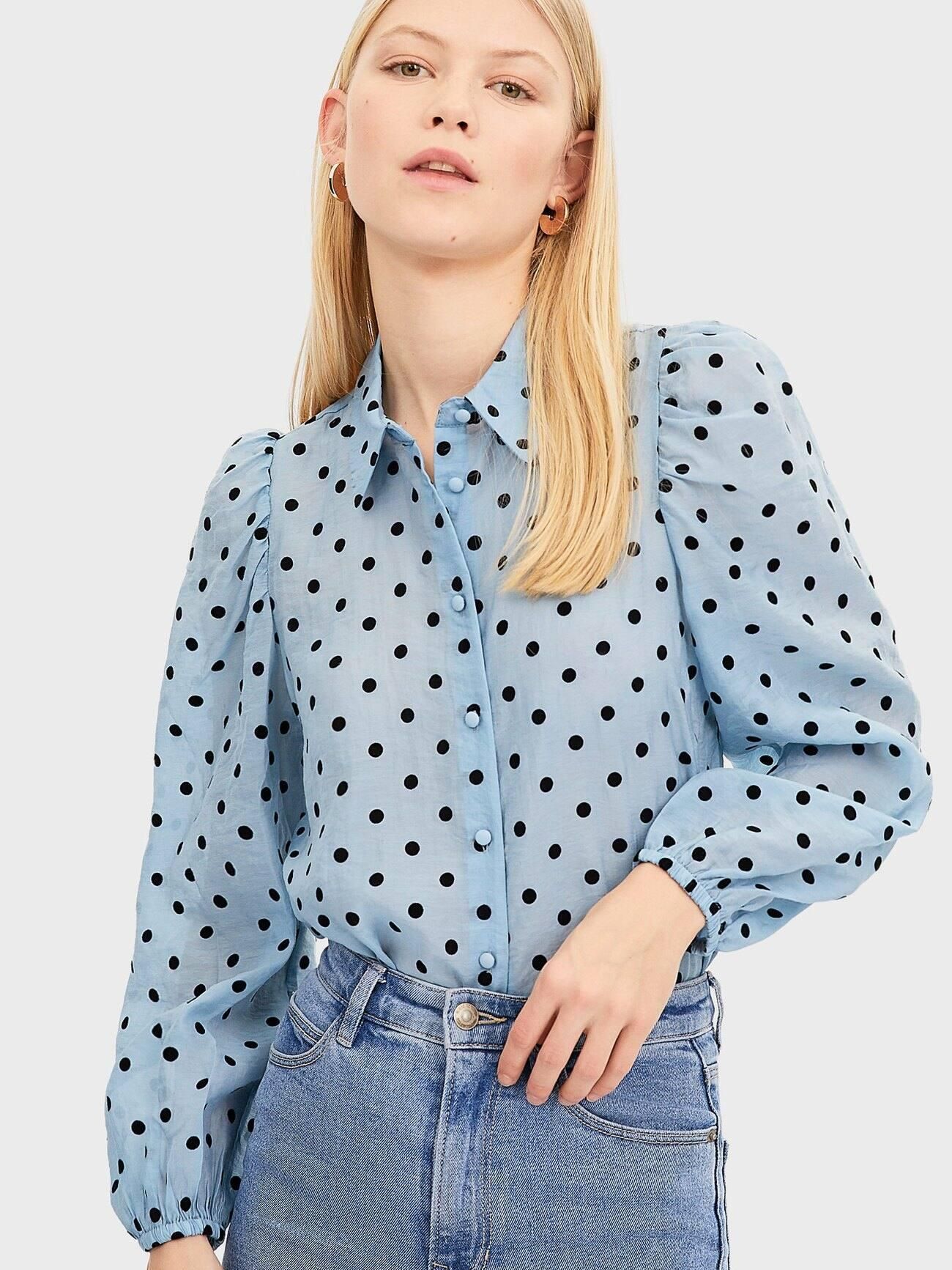 

Рубашка Stradivarius XAZ283655LUJB L Голубая с черным