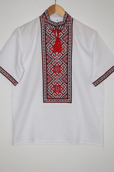 

Вишиванка чоловіча Veronika 4633 білий з червоним, Вишиванка чоловіча Veronika 4633 білий з червоним 45