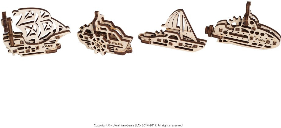 

Механический 3D пазл UGEARS Фиджеты-Корабли. Набор из 4 шт. (SKU_70035-mg)