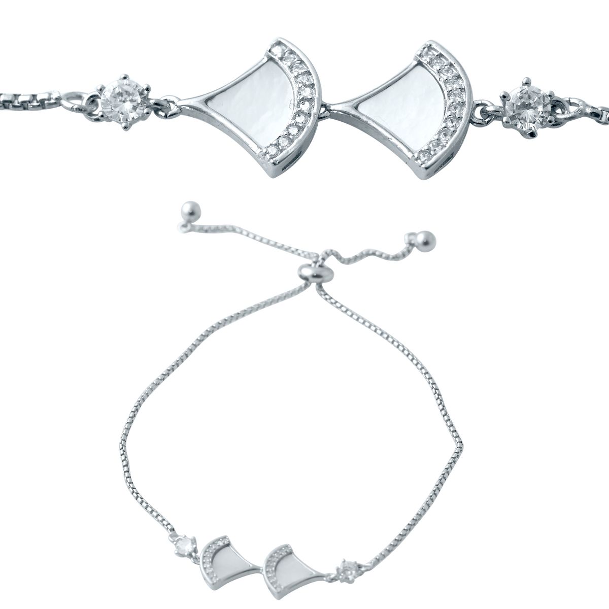 

Серебряный браслет MG с натуральным перламутром, фианитами Регулируемый размер