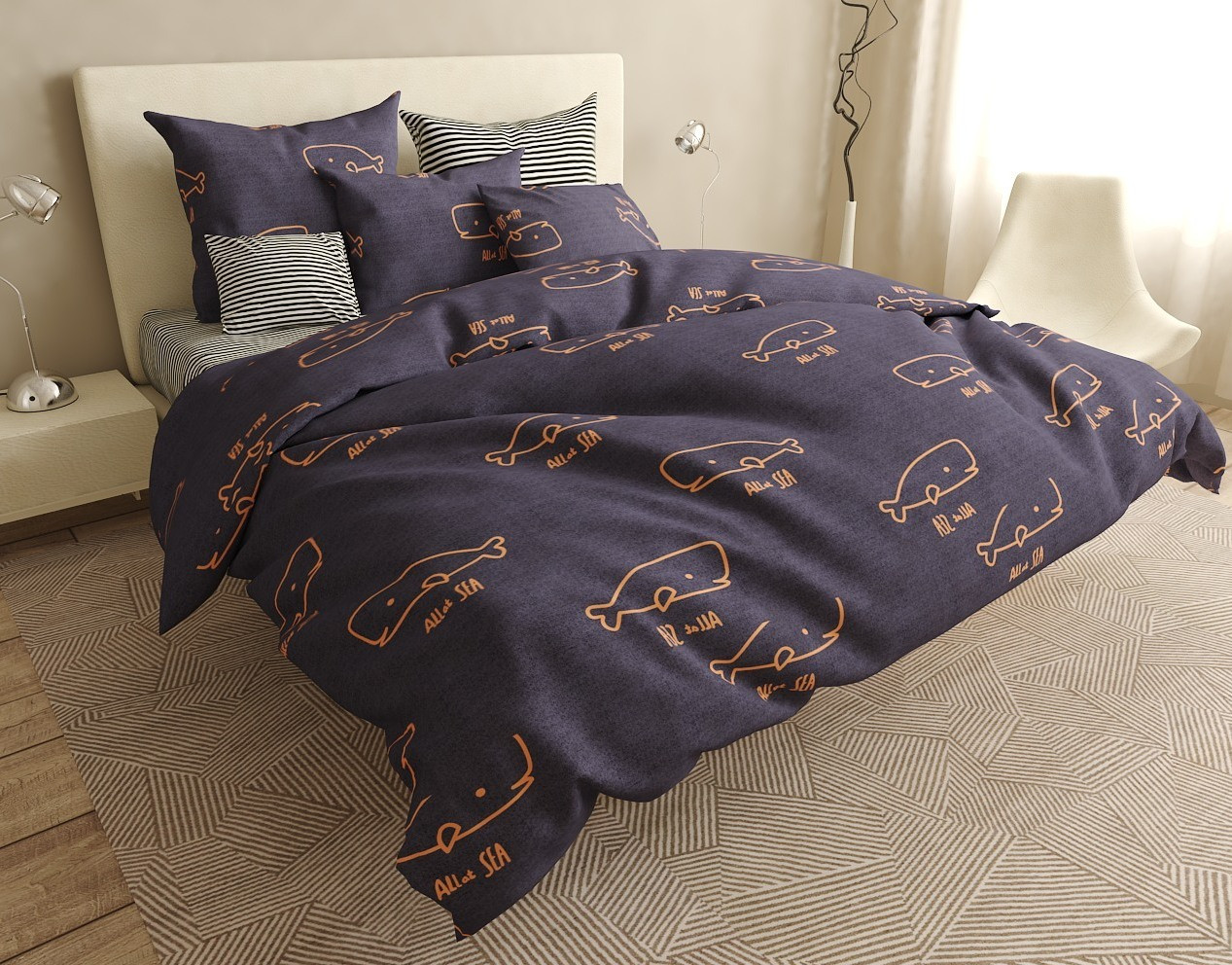 

Комплект постельного белья Krispol Кит двуспальный GOLD LUX 180*220(420.154573)