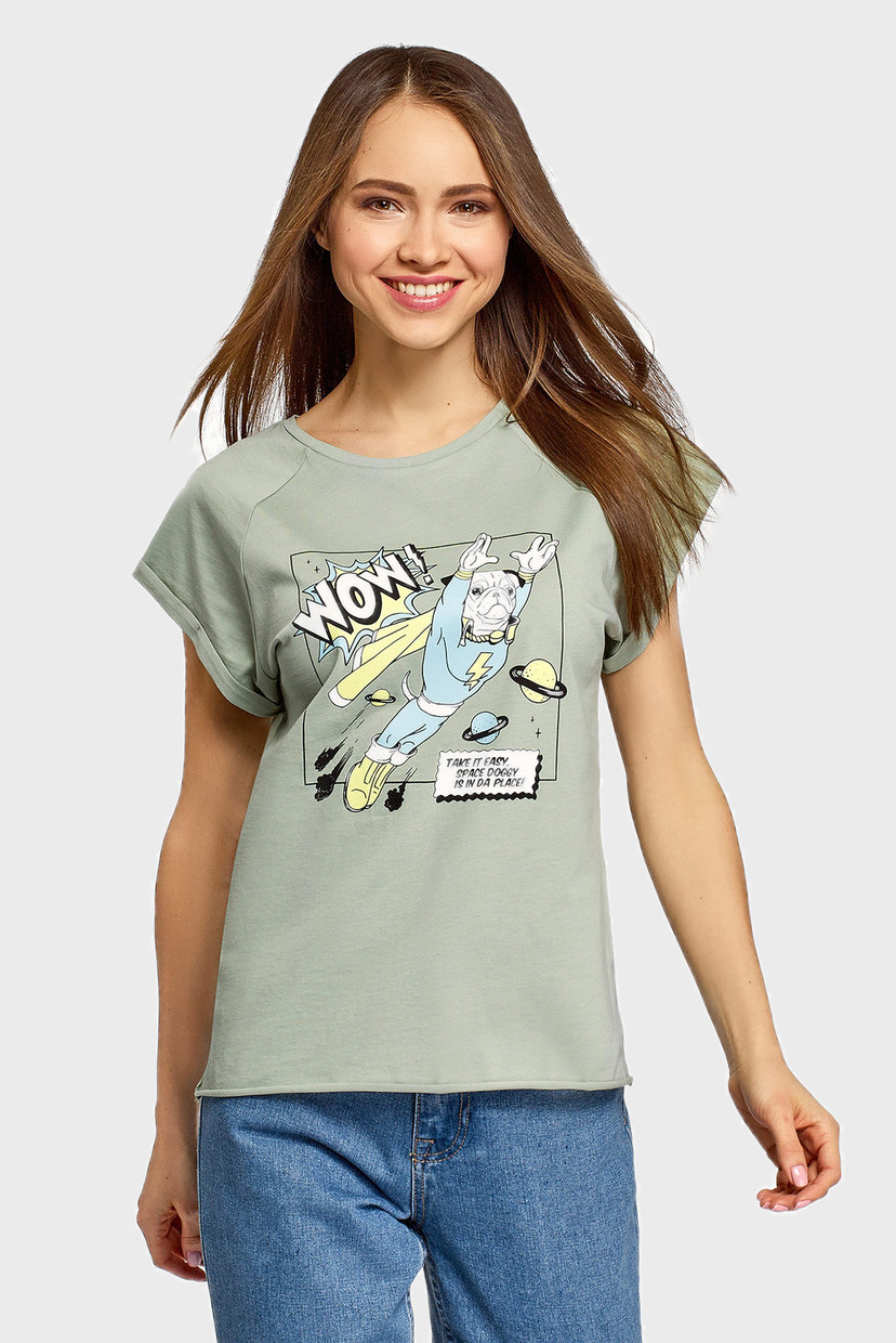 

Женская футболка с принтом Oodji XL 14707001-88/46154/6670P