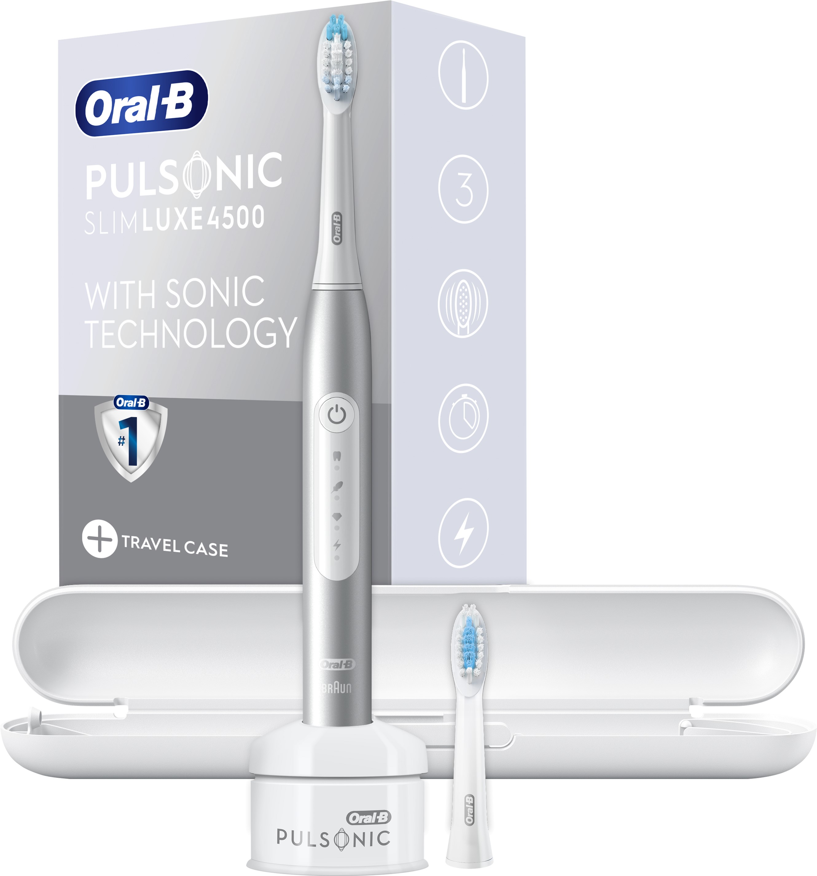 

Электрическая зубная щетка ORAL-B BRAUN Pulsonic Slim Luxe 4500 Серебро