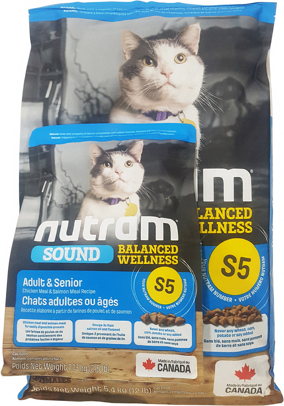 

Сухой корм для взрослых котов Nutram S5 Sound Balanced Wellness Adult/Urinary Cat со вкусом курицы и лосося 5.4 кг + 1.13 кг (2000981006099)