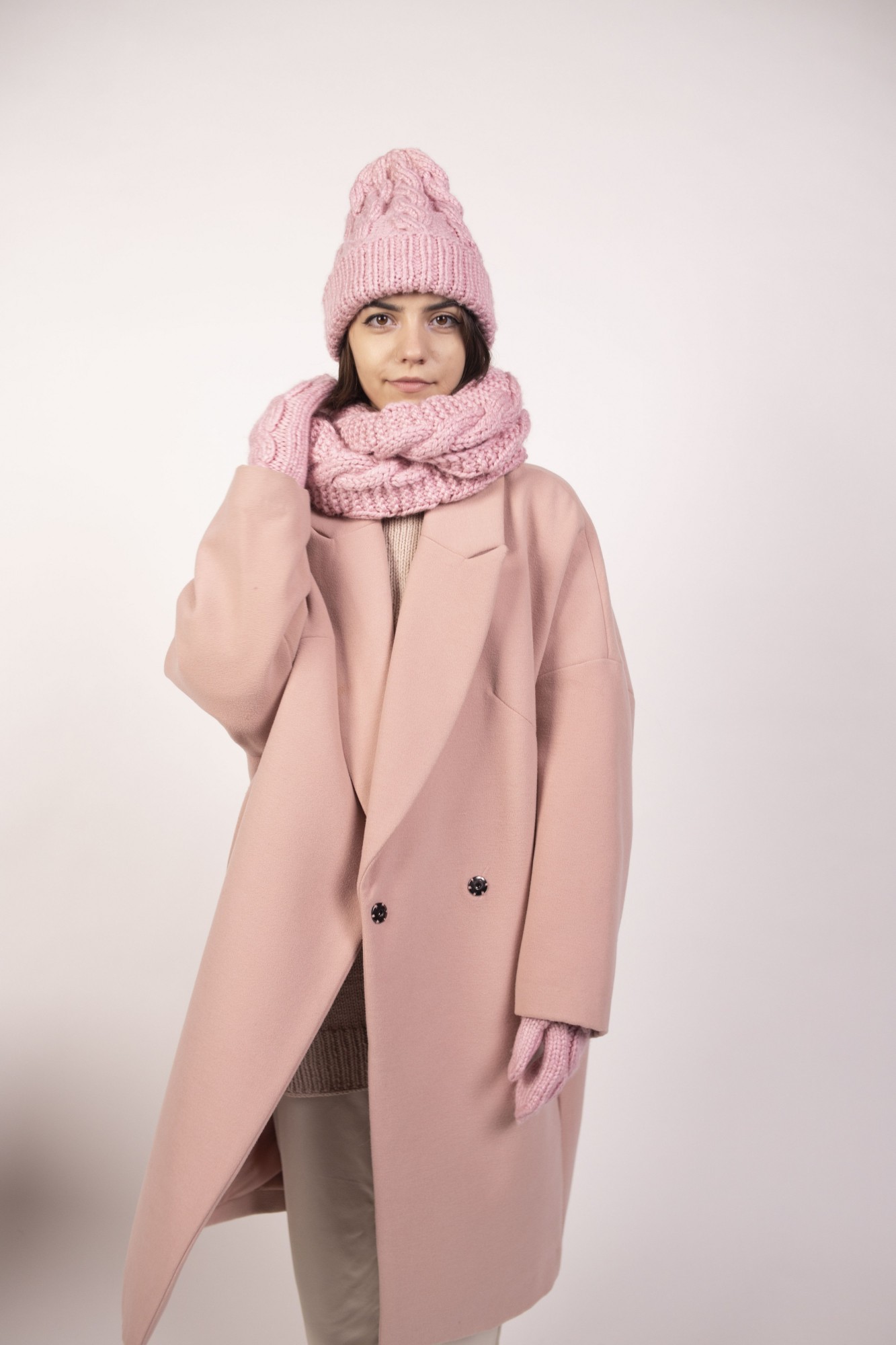 

Женский комплект из очень мягкой пряжи Hats_with_love 54 Розовый