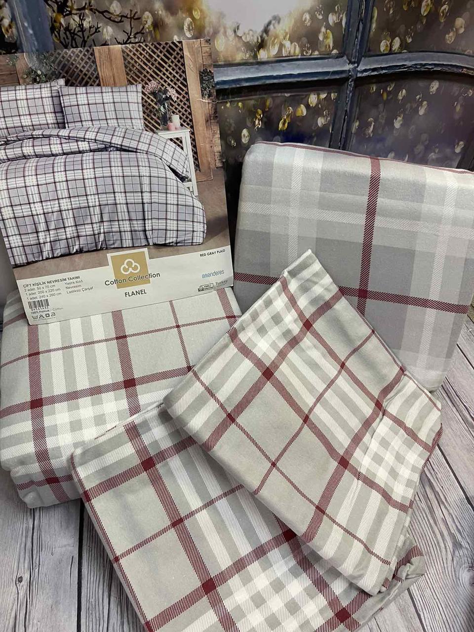 

Набор постельного белья Cotton Collection из фланели Евро размер с рисунком Gray dot