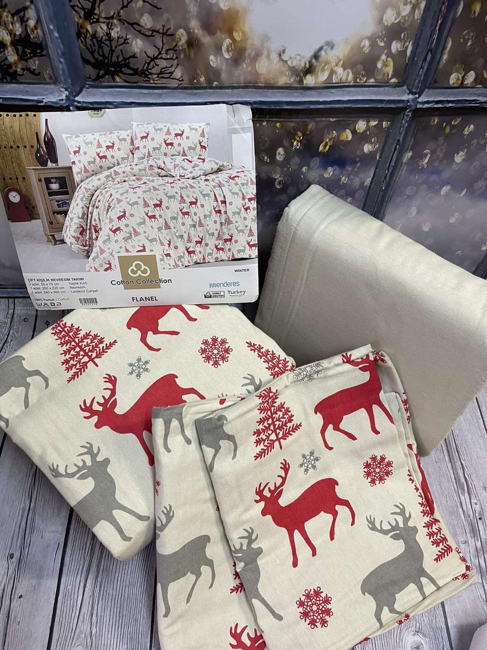 

Набор постельного белья Cotton Collection из фланели Евро размер с рисунком Christmas