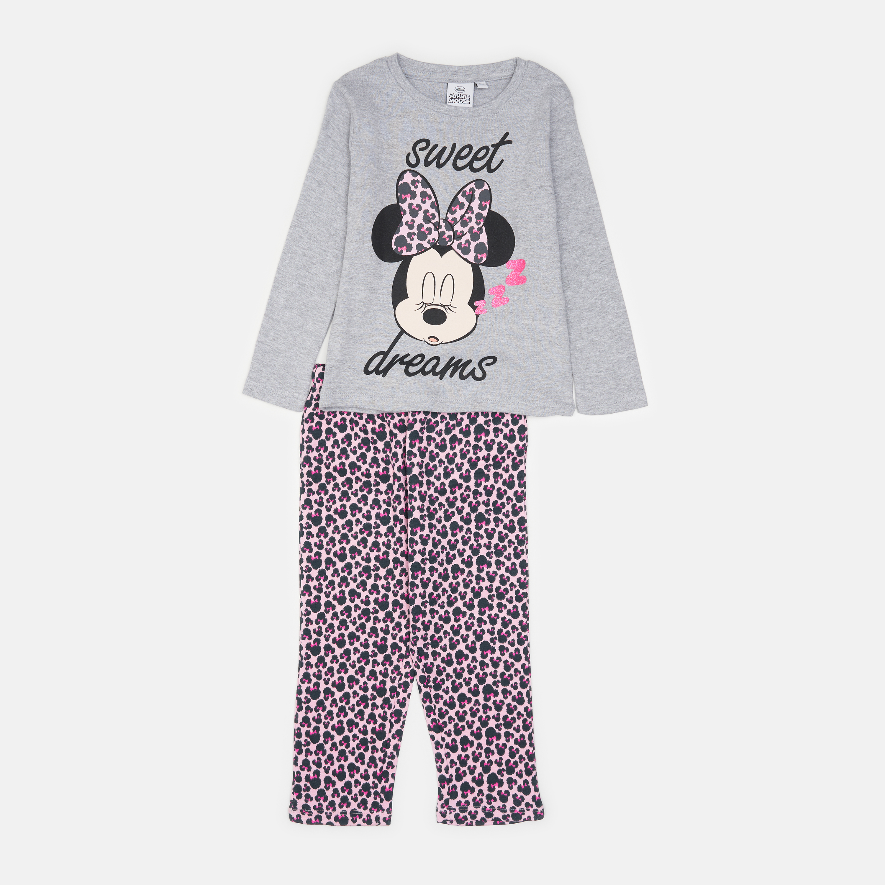 

Пижама (футболка с длинным рукавом + штаны) Disney Minnie TH2054 98 см Светло-серая (3609084618322)