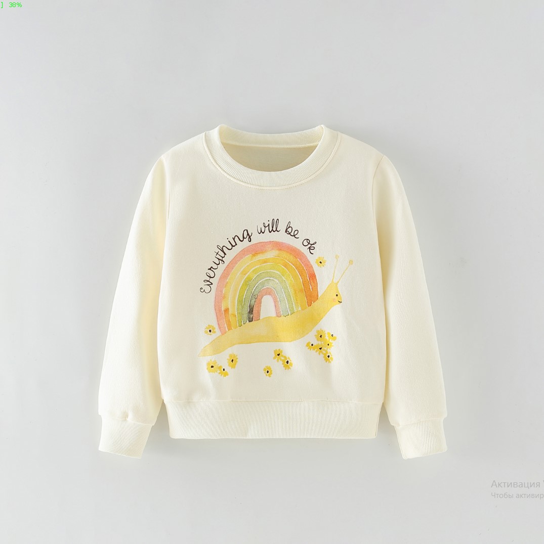 

Свитшот для девочки с рисунком улитка молочный Rainbow snail Berni Kids (100) Молочный (59238)