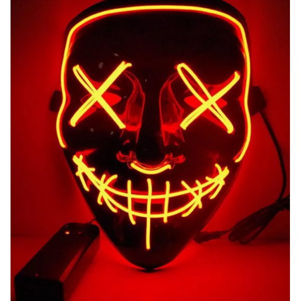

Светящаяся неоновая LED маска "Судная ночь" оранжевая лед маска для вечеринок светится неоном в темноте