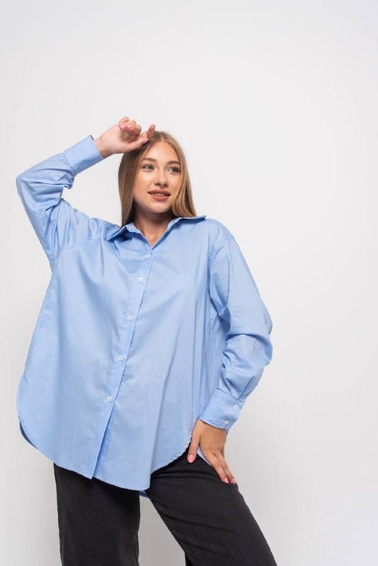 

Классическая голубая рубашка FirstWoman универсальный (/) голубой 43436212, Классическая голубая рубашка FirstWoman универсальный (S/L) голубой 43436212