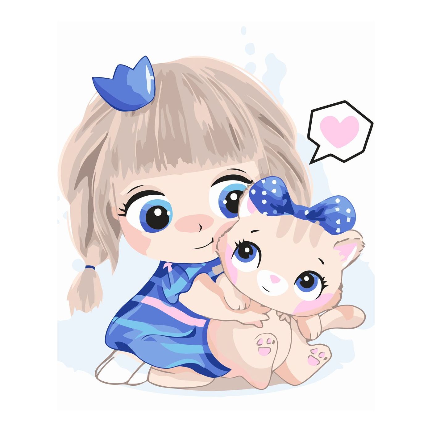 

Картина по номерам Девочка с котиком, 30х40 см, Strateg (SV-0094)