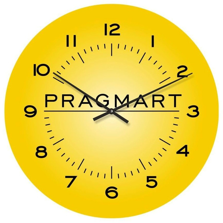 

Часы настенные бесшумные Pragmart-295-300 [Стекло, механизм Hermle] Желтый 45х45 см