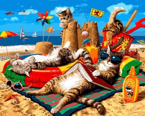 

Картина по номерам Babylon Turbo Cемья котов на море 40х50 см (VP1317)