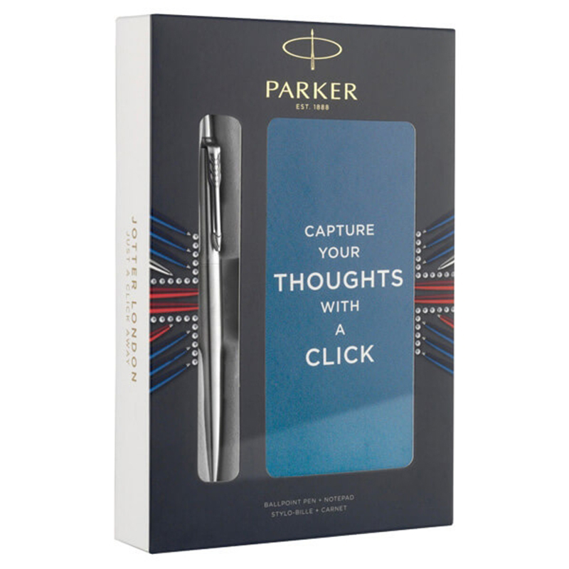 

Набор ручка Parker Jotter + блокнот серебряный (16 132b18)