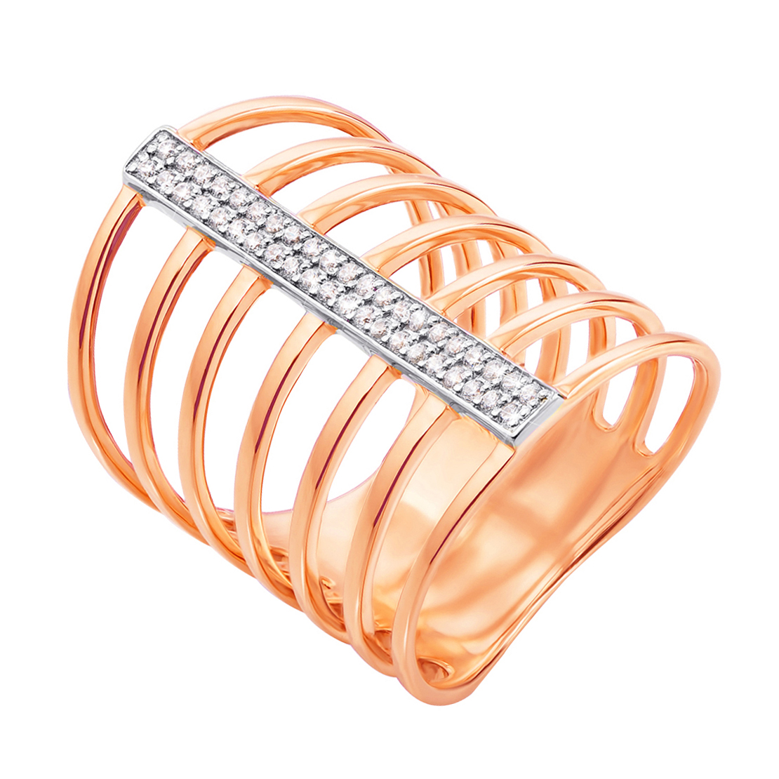 

Кольцо на всю фалангу Гейл в красном золоте с фианитами 000122627 18 размера