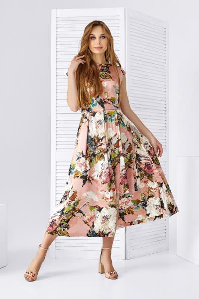 

Платье Style-Nika Шалини  Розовый в цветы 2152, Платье Style-Nika Шалини 46 Розовый в цветы 2152