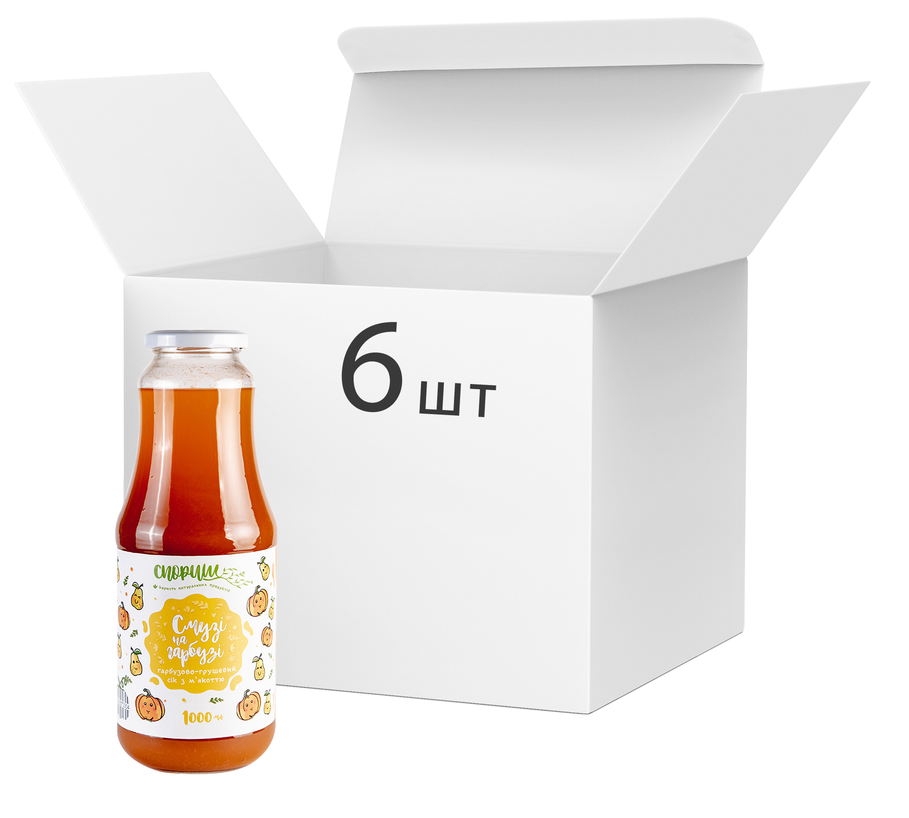 Акція на Упаковка сока тыквенно-грушевого Спориш Смузи на тыкве с мякотью и сахаром пастеризованного 1000 мл х 6 шт (4820216570304) від Rozetka UA