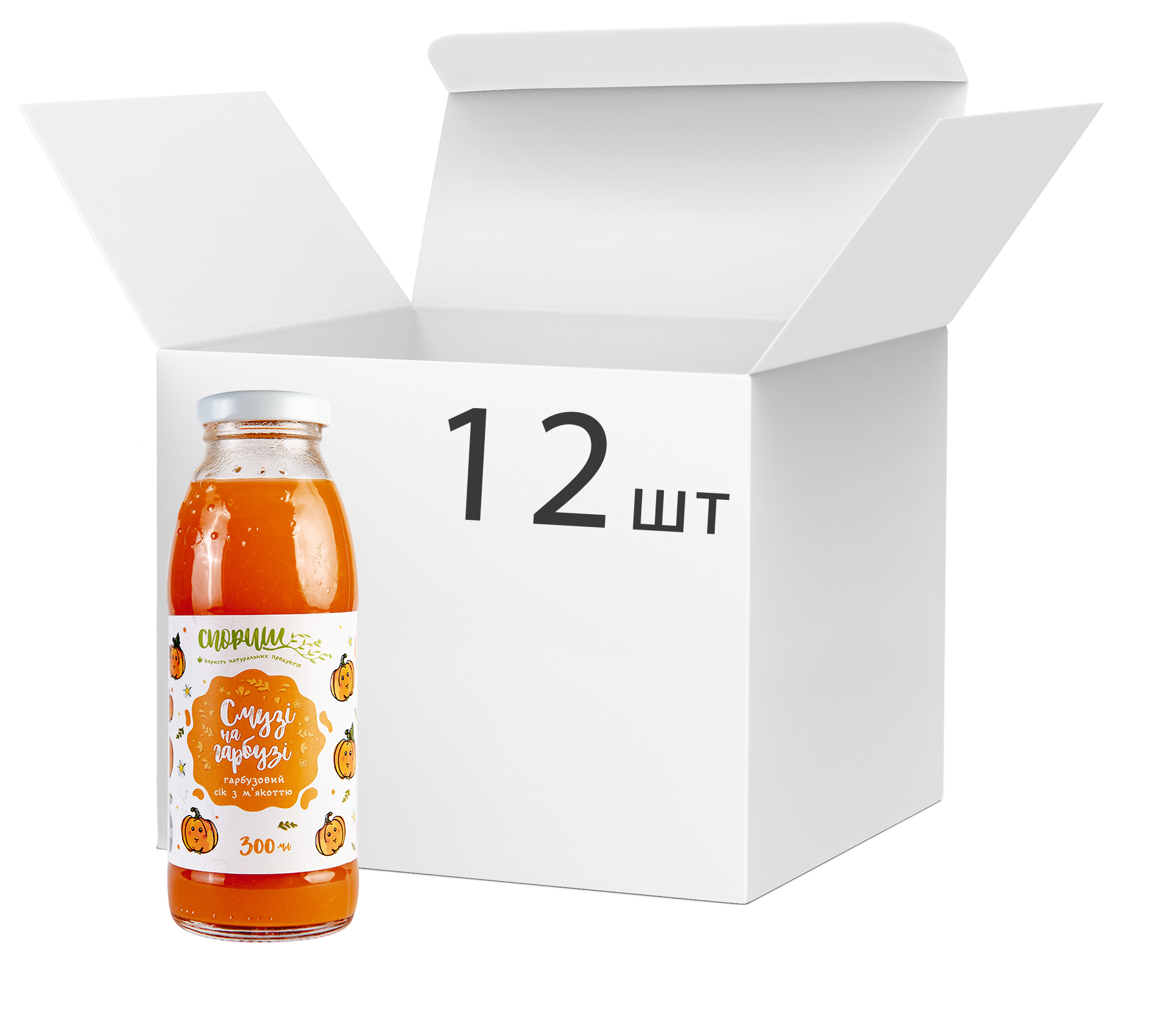 Акція на Упаковка сока тыквенного Спориш Смузи на тыкве с мякотью и сахаром пастеризованного 300 мл х 12 шт (4820216570250) від Rozetka UA